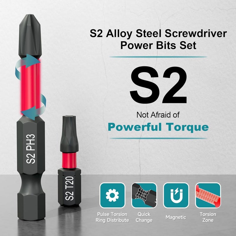 YOSIGHT 46Pcs Screwdriver Bits Set, S2 Steel Screwdriver Impact Bits Kit With 1Pc Magnetic Bit Holder & a Wrench, Used for Power Screwdrivers and Electric Drill Drivers - Image 5
